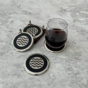 Metal Coasters Unique Fine Modern Designs in Set of 4 Units Wedding Birthday Office Gift (Senses)