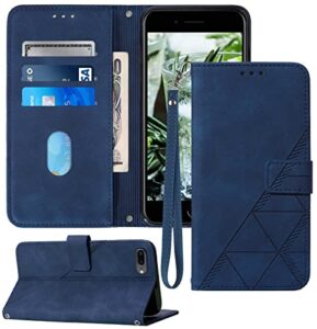 moment dextrad for iphone 8 plus case wallet,iphone 7 plus case,6/6s plus case,[kickstand][wrist strap][card holder slots] pu leather protective folio flip cover (blue)