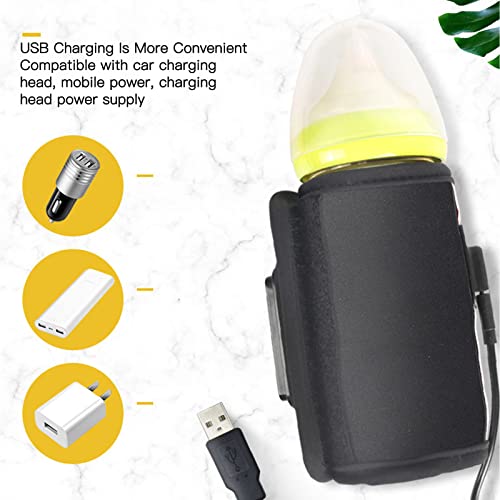 Sanpyl Milk Bottle Warmer, USB Powered Car Baby Bottle Heating Bag Travel Breast Milk Warmer with Temp Control and LCD Display, Evenly Heating for Indoor, Outdoor, Traveling, Driving