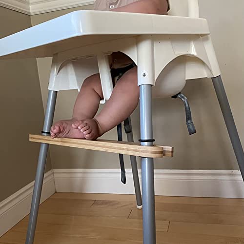HANH High Chair Footrest, Non-Slip Natural Bamboo Wooden Footrest Compatible with IKEA Antilop High Chairs, Adjustable HighChair Foot Rest for Baby HighChair Accessories (Rounded Corners)