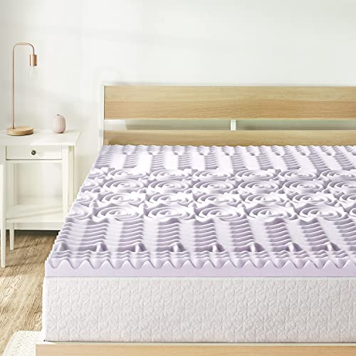 Mellow 2 Inch 5-Zone Memory Foam Mattress Topper, Soothing Lavender Infusion, Queen