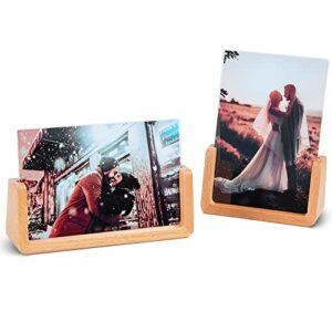 wavamawa 4x6 inch picture frames set of 2-wooden photo frame with wood of beech base and hd organic glass cover for tabletop or desktop display-horizontal&vertical