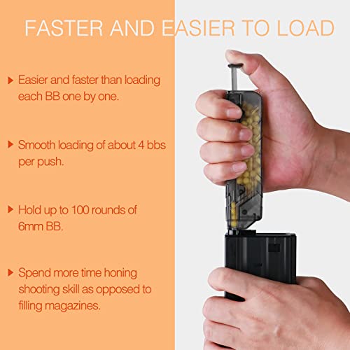 Ludex Airsoft Speed Loader 6mm BBS Pellet 100 Rounds Capacity Airsoft Magazine Fast Quick Loader with Adapter