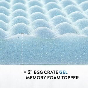 Best Price Mattress 2 Inch Egg Crate Memory Foam Mattress Topper, Cooling Gel Infusion, Queen, Blue