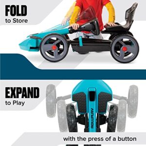 Rollplay Flex Kart XL Pedal Go Kart for Kids Featuring EVA Tires for Traction and Durability, 2-Position Adjustable Bucket Seat, and Easy Push-Button Folding Function for Easy Storage