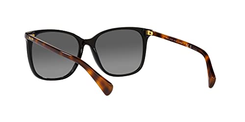 Ralph by Ralph Lauren Women's RA5293 Square Sunglasses, Shiny Black/Polarized Gradient Brown, 56 mm