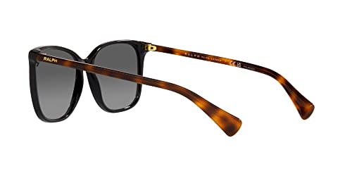 Ralph by Ralph Lauren Women's RA5293 Square Sunglasses, Shiny Black/Polarized Gradient Brown, 56 mm