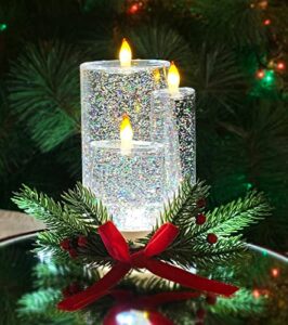 christmas tabletop decor, snow globe water spinning led lighted candles, battery operated (not included) (6.8" h x 4.8" w x 4.8" d) by moments in time