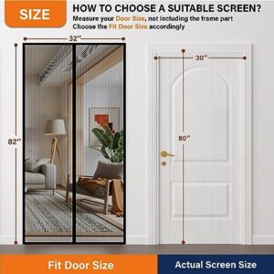 Magnetic Screen Door, Keep Bugs Out, Pet & Kid Friendly，Works with Front Doors, Sliding Doors,Fit Door Size 30 x 80 Inches ‎Black