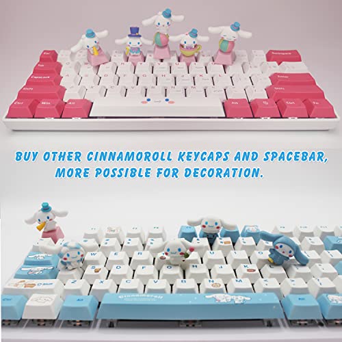 Sanrio Cinnamorall Blue Keycaps for Cherry MX Switches Cute Japanese Anime Mechanical Gaming Keyboard, PBT Key Caps Set