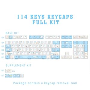 Sanrio Cinnamorall Blue Keycaps for Cherry MX Switches Cute Japanese Anime Mechanical Gaming Keyboard, PBT Key Caps Set