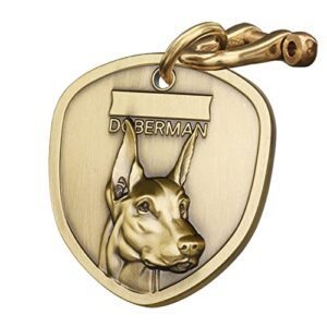 zqdj-retro pure copper dog tag three-dimensional embossed pet pattern,dog tags engraved for pets,dog tags personalized for pets,dog name tag dog id tags personalized lettering (doberman)