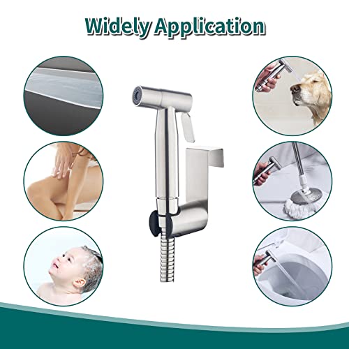 Bidet Sprayer for Toilet, Vitbirih Bidets for Existing Toilets Handheld Bidet Sprayer Adjustable Jet Spray for Toilet Bathroom Muslin Shower Cloth Diaper Sprayer Set Stainless Steel