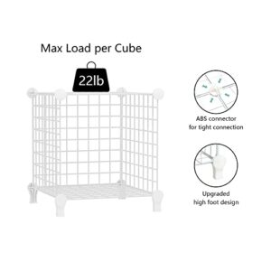 Wolizom Wire Cube Storage, Metal Grids Shelves Bookshelf, Stackable Modular Shelving Organizer, DIY Closet Bookcase Bookshelf, 6-Cube Grid Storage Shelf for Bedroom, Living Room, Office