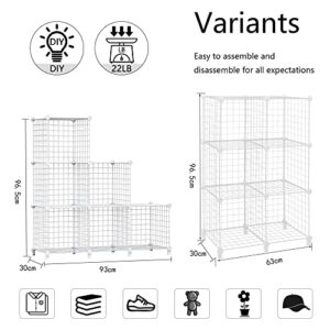 Wolizom Wire Cube Storage, Metal Grids Shelves Bookshelf, Stackable Modular Shelving Organizer, DIY Closet Bookcase Bookshelf, 6-Cube Grid Storage Shelf for Bedroom, Living Room, Office