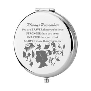 keychin mu lan pocket mirror mu lan and mushu fans gifts remember you are braver stronger smarter than you think compact makeup mirror for women girls teenagers (mu lan mirror-s)