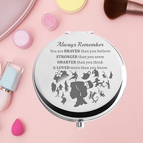 KEYCHIN Mu LAN Pocket Mirror Mu LAN and Mushu Fans Gifts Remember You are Braver Stronger Smarter Than You Think Compact Makeup Mirror for Women Girls Teenagers (Mu LAN Mirror-S)