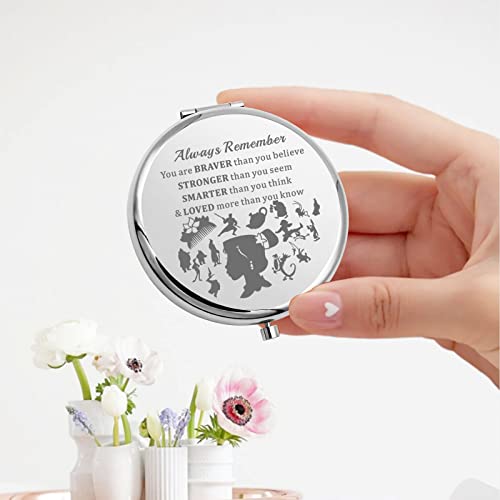 KEYCHIN Mu LAN Pocket Mirror Mu LAN and Mushu Fans Gifts Remember You are Braver Stronger Smarter Than You Think Compact Makeup Mirror for Women Girls Teenagers (Mu LAN Mirror-S)