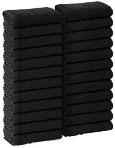 stf linen hand towels – (pack of 24) black salon towels - 100% cotton spa towels – 16x27 inches highly absorbable facial towels gym towels hair towels and face towels bulk small towels