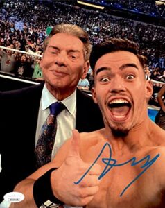 austin theory signed wwe mr. mcmahon selfie 8x10 photo jsa coa vince - autographed wrestling photos