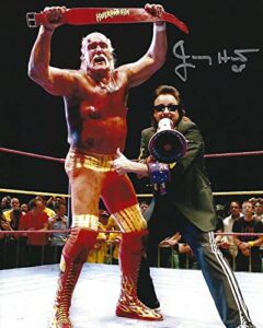 jimmy hart signed 8x10 photo autograph wwf wcw superstar picture w/hulk hogan - autographed wrestling photos