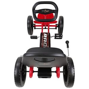 509 Crew Race Z Pedal Go Kart - Red - Kids, Sporty Graphics on The Front Fairing, Adjustable Bucket Seat, 4 Spoke Rims w/ 12' EVA Wheels, Sporty Steering Wheel, Kids Go Kart Ages 4+