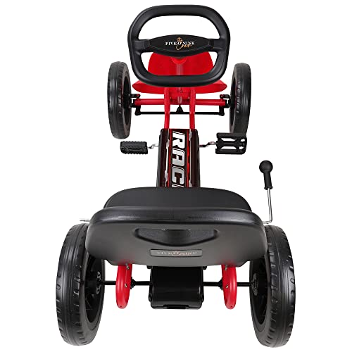 509 Crew Race Z Pedal Go Kart - Red - Kids, Sporty Graphics on The Front Fairing, Adjustable Bucket Seat, 4 Spoke Rims w/ 12' EVA Wheels, Sporty Steering Wheel, Kids Go Kart Ages 4+