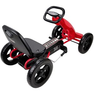 509 Crew Race Z Pedal Go Kart - Red - Kids, Sporty Graphics on The Front Fairing, Adjustable Bucket Seat, 4 Spoke Rims w/ 12' EVA Wheels, Sporty Steering Wheel, Kids Go Kart Ages 4+