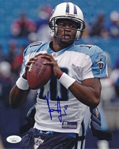 vince young tennessee titans signed/autographed 8x10 photo jsa 164653 - autographed nfl photos