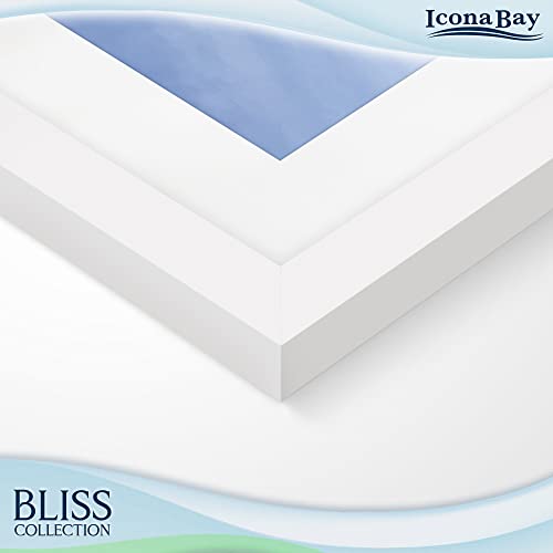 Icona Bay 11x17 White Picture Frame Fits 16x10 Photos with Mat to 9x14 Image, Modern Style Wood Composite Poster Frame, Wall Mount Only, Bliss Collection