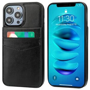 KIHUWEY Compatible with iPhone 14 Pro Case Wallet with Credit Card Holder, Flip Premium Leather Magnetic Clasp Kickstand Heavy Duty Protective Cover for iPhone 14 Pro 6.1 Inch (Black)