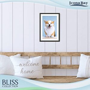 Icona Bay 11x17 Black Picture Frame Fits 16x10 Photos with Mat to 9x14 Image, Modern Style Wood Composite Poster Frame, Wall Mount Only, Bliss Collection