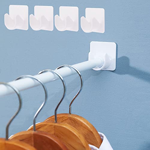 Resdenio Adhesive Shower Curtain Rod Holder - 4 Piece Curtain Rod Bracket No Drilling, Multifunction U Shape ABS Plastic Shower Rod Retainer for Bathroom Bedroom (Shower Curtain Rod Not Included)