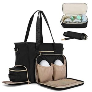 bafaso wearable breast pump bag with cooler and laptop sleeve (compatible with willow, elvie breast pump and momcozy s12 pro), pumping bag for working moms (patent pending), black