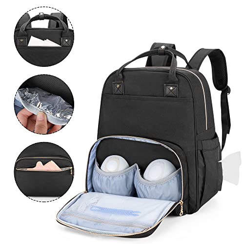 BAFASO Wearable Breast Pump Bag with Cooler and Laptop Sleeve (Compatible with Willow and Elvie Breast Pump), Breast Pump Backpack for Wearable Breast Pump (Patent Pending), Black