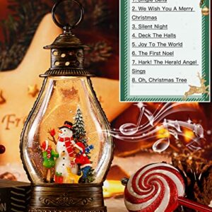 Snow Globe Snowman Christmas Decorations Indoor Ornament, Glittering Lantern Swirling,Home Decor Gifts with Musical ,Battery or USB Powered