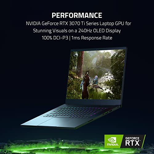 Razer Blade 15 Gaming Laptop: NVIDIA GeForce RTX 3070 Ti - 12th Gen Intel 14-Core i9 CPU - 15.6” QHD OLED 240Hz - 16GB DDR5 RAM, 1TB PCIe SSD - Windows 11 - CNC Aluminum - Chroma RGB - Thunderbolt 4