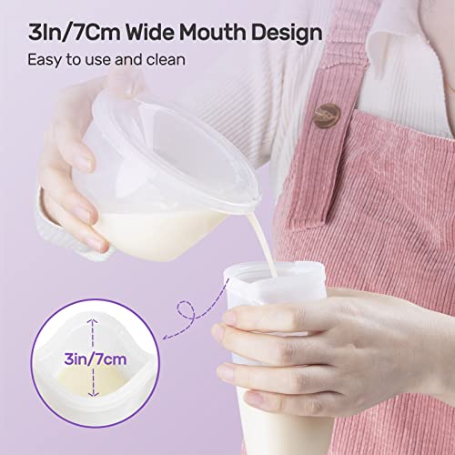 Nuliie 7 Pcs Reusable Silicone Breastmilk Storage Bags, 12oz/360ml Double Leak-Proof Breastmilk Freezer Bags, BPA Free Self-Standing Milk Bags for Breastfeeding, Baby Food Pouches