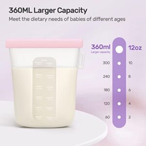 Nuliie 7 Pcs Reusable Silicone Breastmilk Storage Bags, 12oz/360ml Double Leak-Proof Breastmilk Freezer Bags, BPA Free Self-Standing Milk Bags for Breastfeeding, Baby Food Pouches