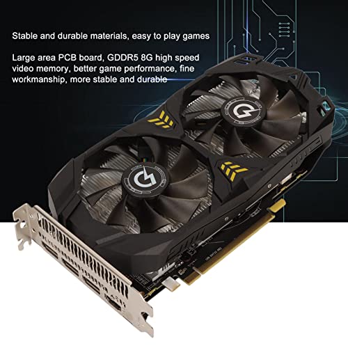 Zunate RX580 8G Graphics Card, 6 Pin 8GB GDDR5 (256bit) Graphics Card with Dual Fan Cooling System, HDMI, DP, PCI Express 2.0, for Computer Gaming Video Editing