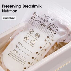 NCVI Breastmilk Storage Bags, 25 Count Milk Storage Bags for Breastfeeding, 7oz Breast Milk Storage Bags with Temp-Sensing, Doubled-Sealed, Hygienically, Self Standing, Easy Pour Spout, BPA Free