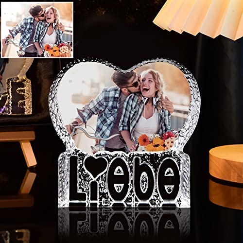 QNTYCT 3D Crystal Photo Frames, Valentine's Day Personalized Gifts, Christmas Gifts, Love Memories Liebe, Laser Engraved Crystal Custom Couple Gifts