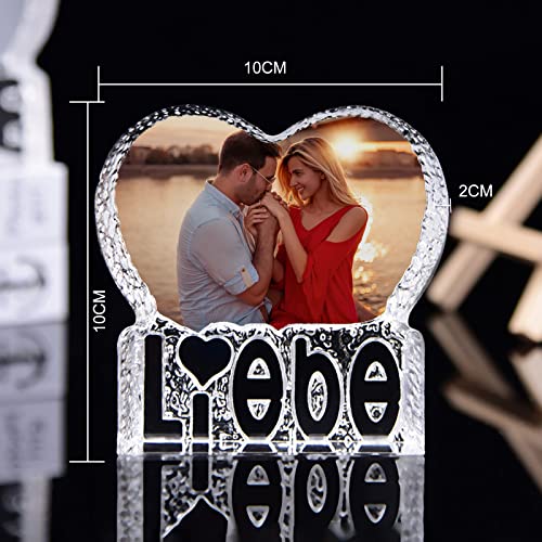 QNTYCT 3D Crystal Photo Frames, Valentine's Day Personalized Gifts, Christmas Gifts, Love Memories Liebe, Laser Engraved Crystal Custom Couple Gifts