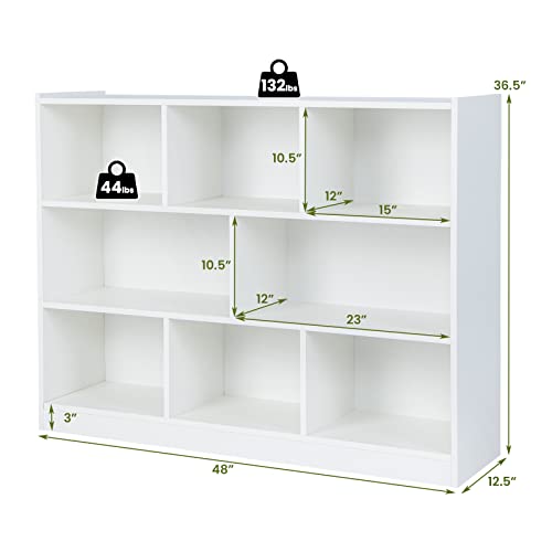 Giantex 8 Cube Bookcase, Freestanding 3-Tier Open Bookshelf, Modern Storage Display Cabinet, Wood Cube Storage Organizer for Living Room, Kid’s Room, White