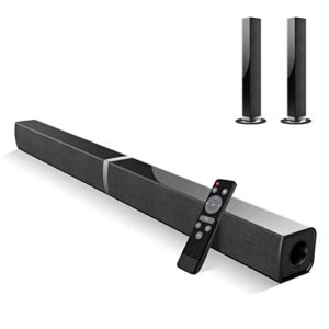 mzeibo sound bars for tv bluetooth 5.0 4 speakers deep bass home theater tv speakers (optical/hdmi/aux/remote control/wall-mounted)