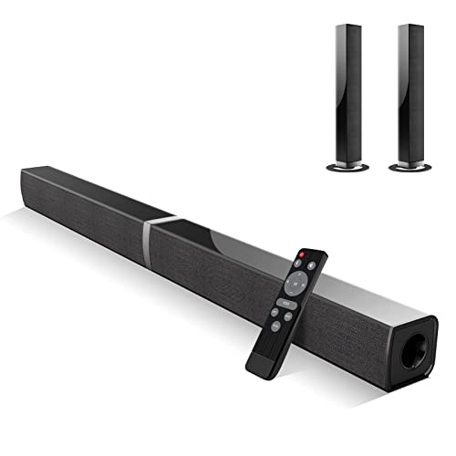 MZEIBO Sound Bars for TV Bluetooth 5.0 4 Speakers Deep Bass Home Theater TV Speakers (Optical/HDMI/Aux/Remote Control/Wall-Mounted)