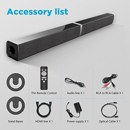 MZEIBO Sound Bars for TV Bluetooth 5.0 4 Speakers Deep Bass Home Theater TV Speakers (Optical/HDMI/Aux/Remote Control/Wall-Mounted)