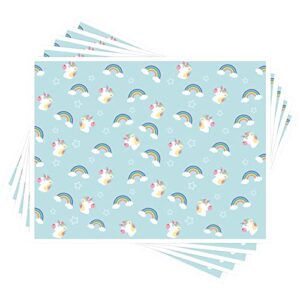 sawysine disposable stick on placemats for baby and kids, restaurant table mats sticky waterproof unicorn place mats for toddler travel schools family (50 pcs)
