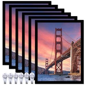 ijuerybai 6 sets 9x12 picture frame, frames for 9 x 12 canvas collage photo poster certificate wall gallery, high transparent horizontal vertical black 9 by 12 inches