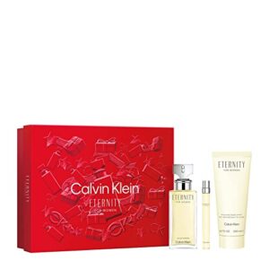 calvin klein eternity for women 3-piece fragrance holiday gift set (3.3 fl oz + 0.33 fl oz + 6.7 fl oz)